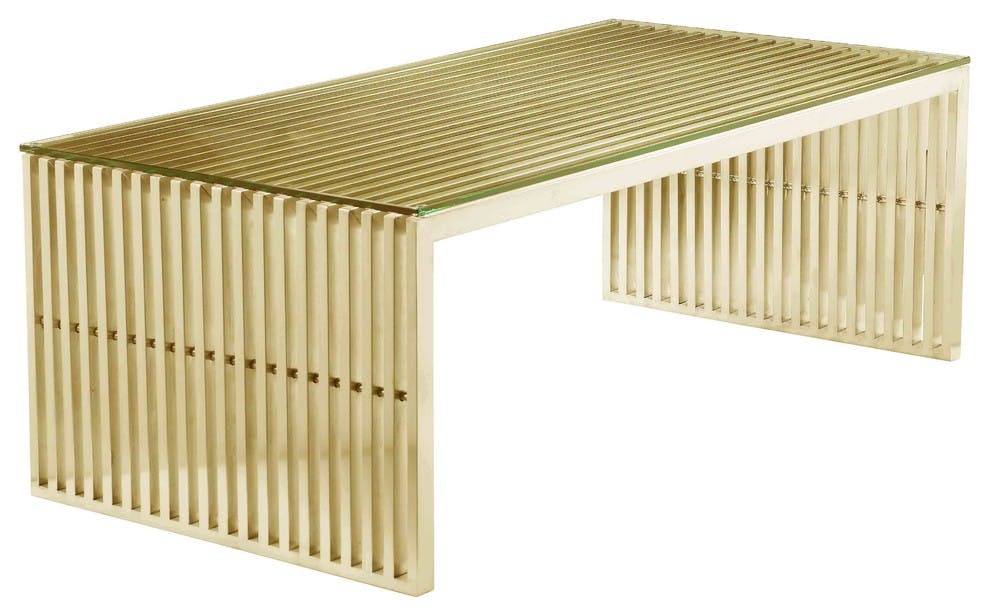 Lux Rectangle Gold Metal/Glass Coffee Table