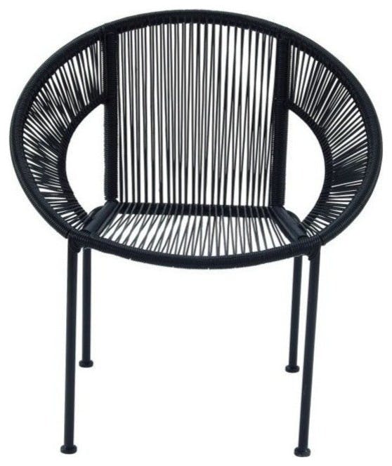 Woven Black Plastic Rattan Indoor/Outdoor Patio Chair