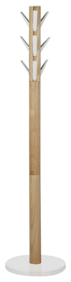 Flapper 9-Hook Natural Solid Wood Freestanding Coat Rack