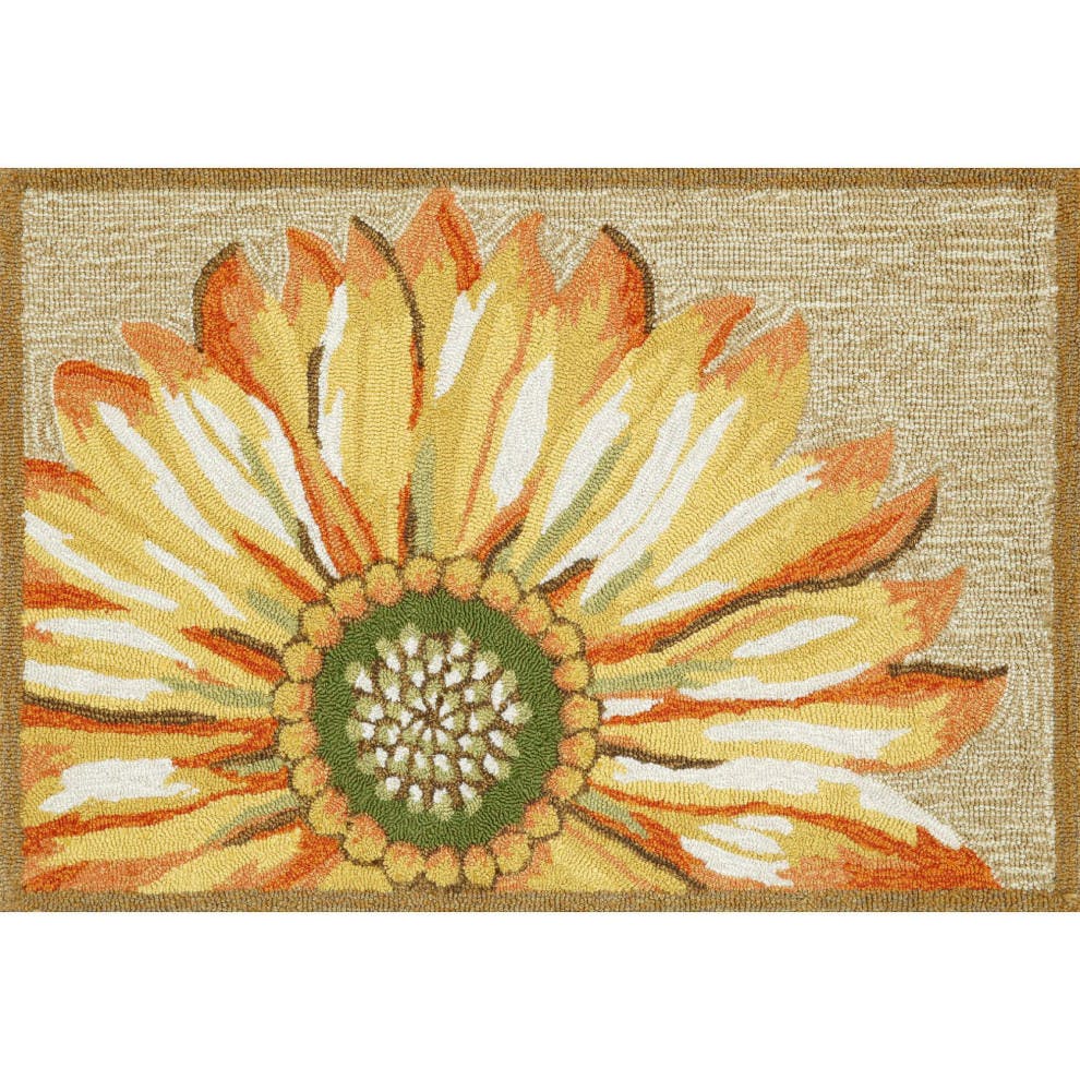Painterly Sunflower Hand-Tufted Outdoor Rug
