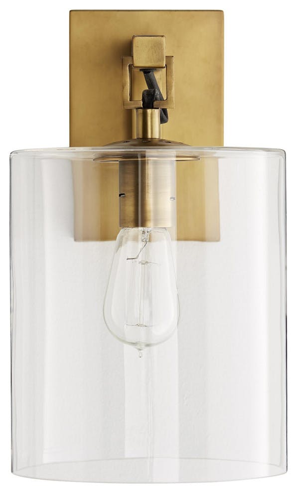 Parrish Antique Brass Mid Century Modern Glass Shade Sconce