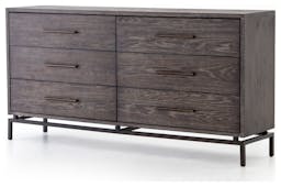 Washed Oak & Iron 6-Drawer Dresser (70")