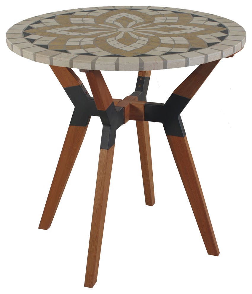 Fleur 30" Concrete and Eucalyptus Outdoor Bistro Table