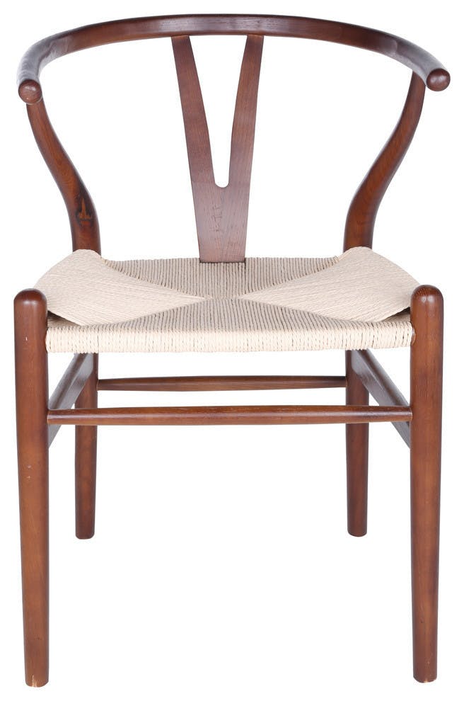 Peyton Coastal Beige Woven Rush Wishbone Side Chair Set