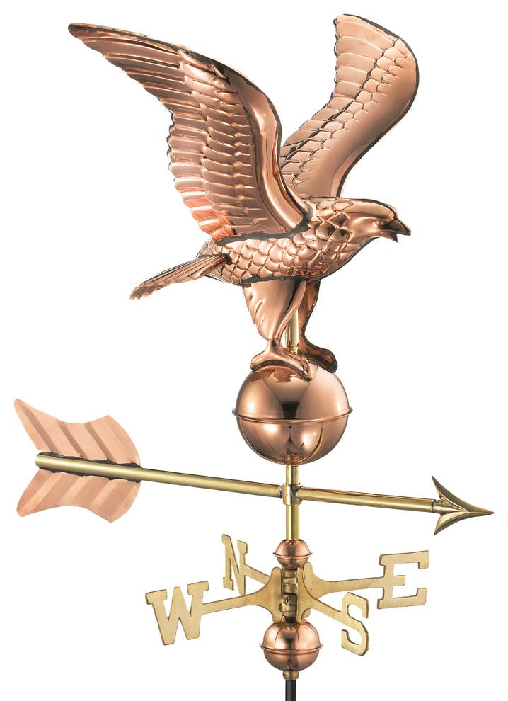 American Eagle Polished Copper Garden Weathervane with Pole