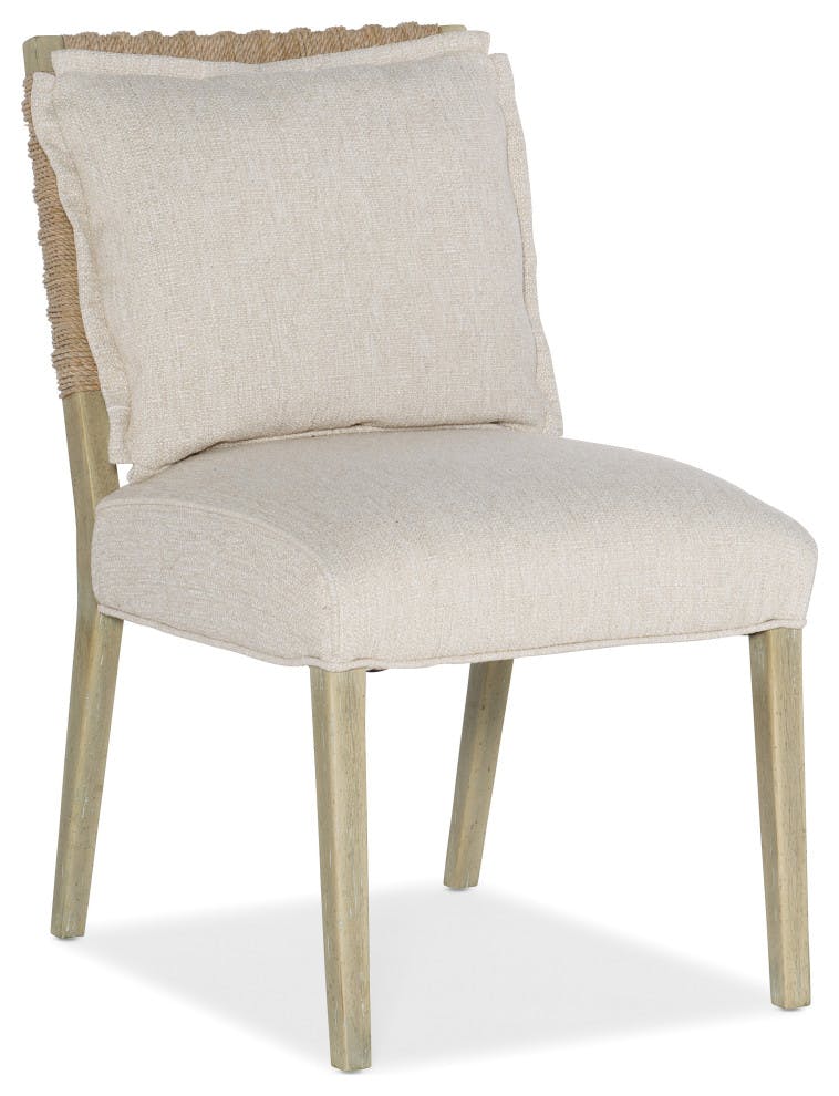 Zuri Cream Upholstered Side Chair in Driftwood Finish