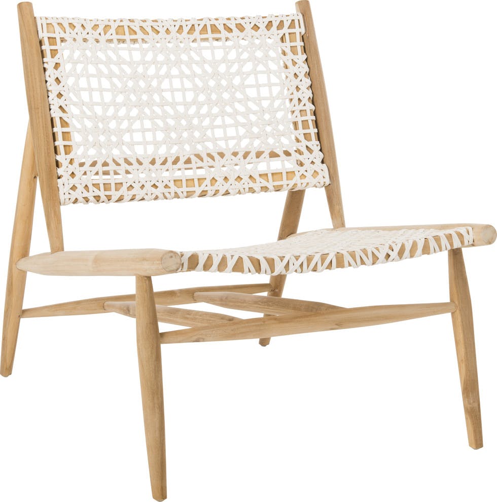 Kazbah Off-White Natural Genuine Leather Side Chair