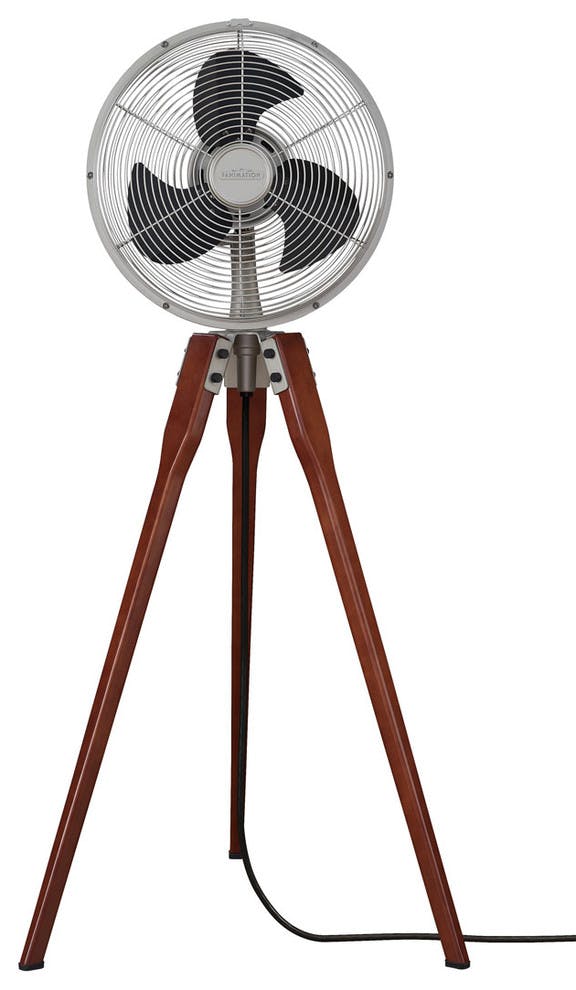 Arden 43.79" Satin Nickel Pedestal Floor Fan