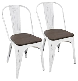 Ridgeby White Metal and Espresso Wood Dining Chair Set of 2
