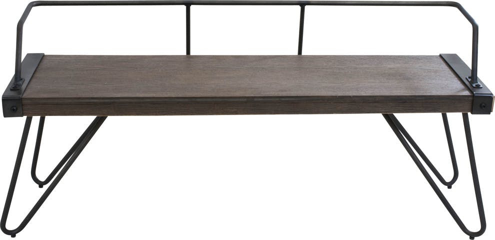 Industrial Metal and Walnut Wood Cassie Bench