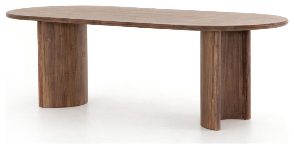 Gilda 94" Brown Acacia Wood Oval Dining Table