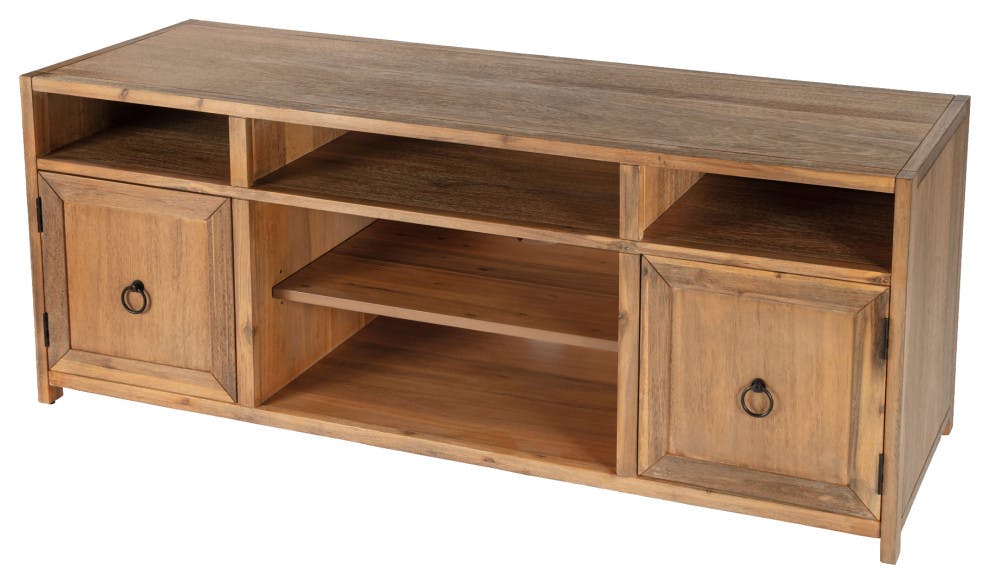 Elin 65" Natural Wood Media Console with Storage