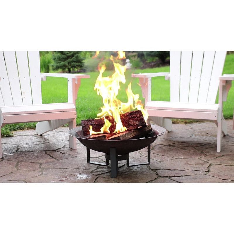 Gray Cast Iron 25" Free-Standing Wood Fire Pit with Stand