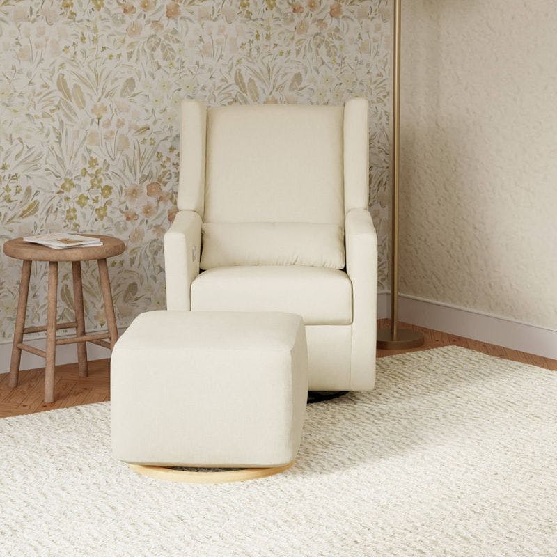 Eco-Weave Cream Performance Swivel Recliner Armchair with USB