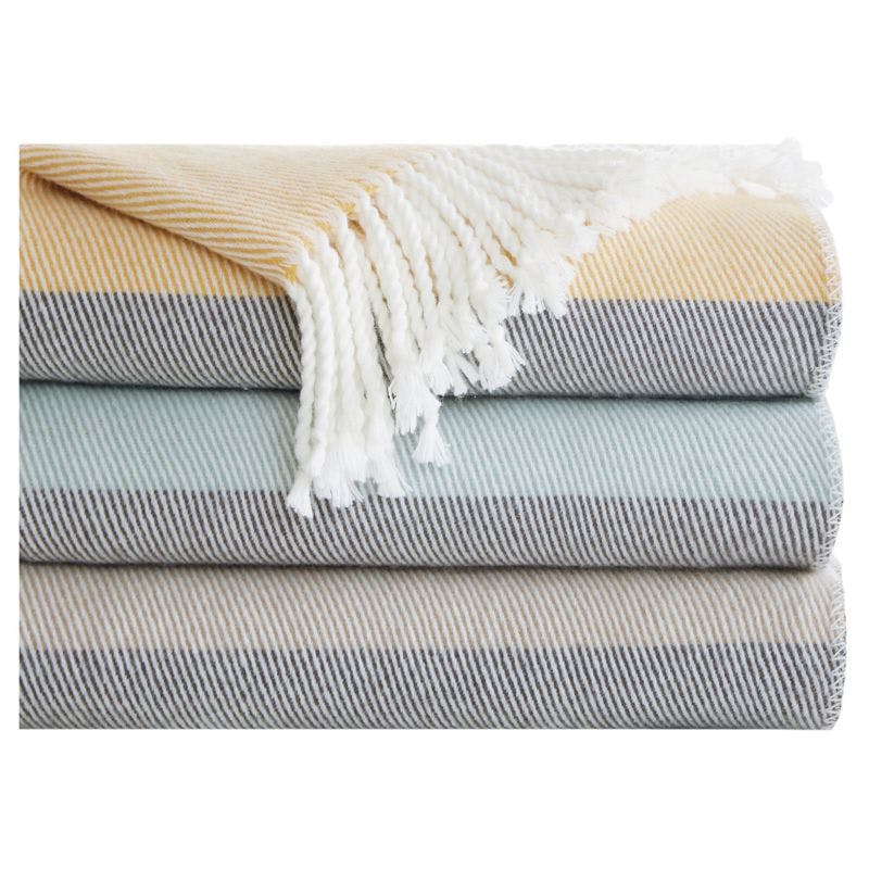 Zoe 50"x60" Soft Acrylic Color Block Throw Blanket with Fringe - Blue