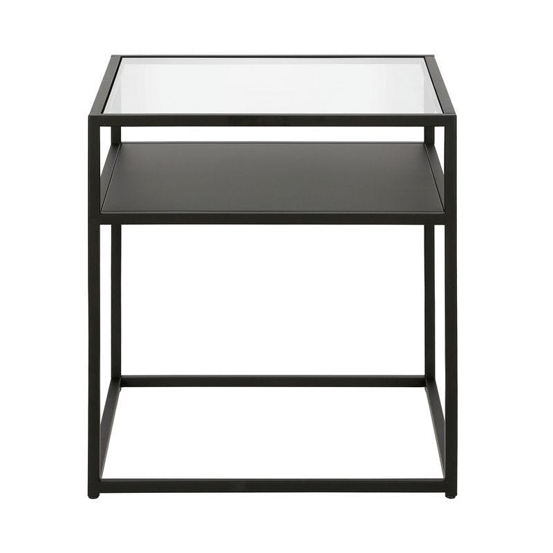 Duran Black and Bronze Glass Industrial Side Table
