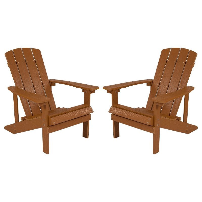 Charlestown Teak Poly Resin Adirondack Chair Set for Outdoor Relaxation
