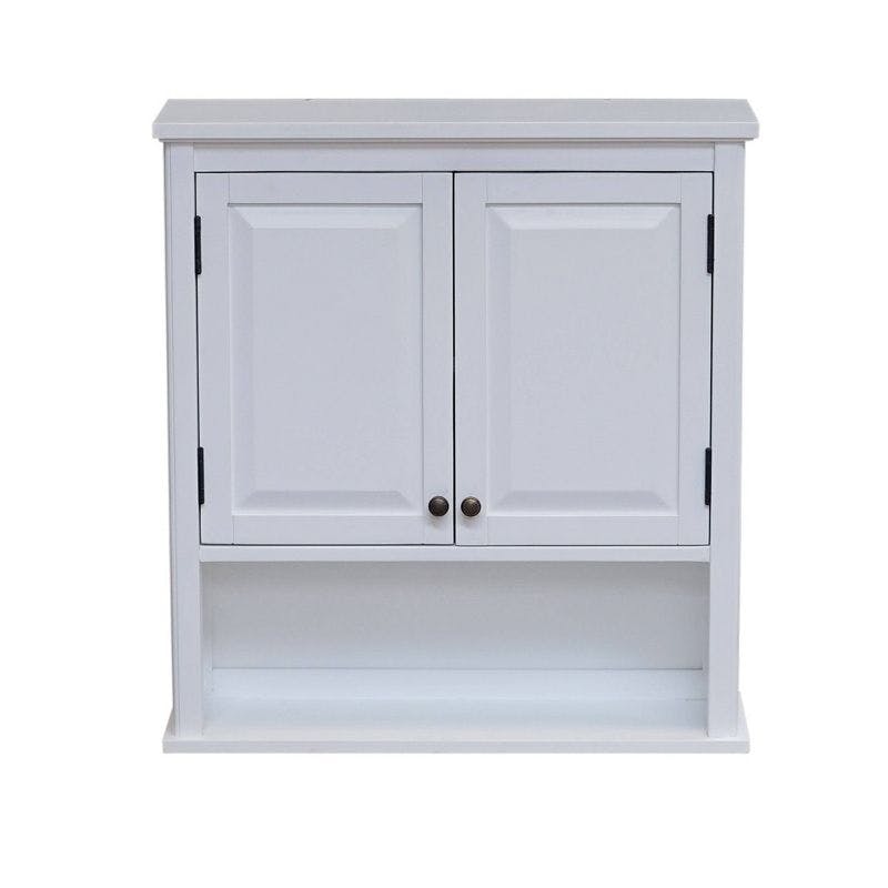 Dorset Elegant White Wall Mounted Bath Storage Cabinet with Glass Doors