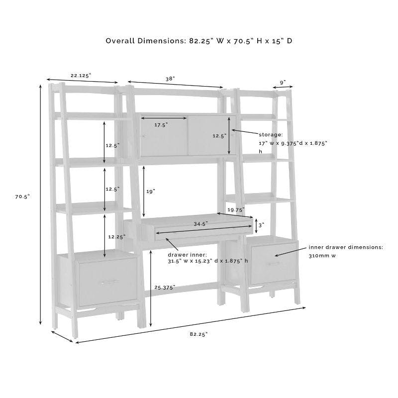 Stiles Acorn Leaning/Ladder Desk and Etagere Set