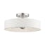 Venlo Brushed Nickel 4-Light Drum Semi-Flush Mount with Off-White Shade