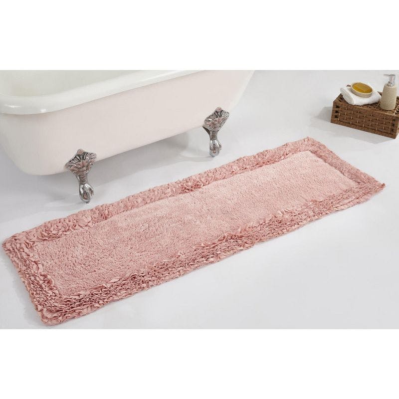 Plush Pink Cotton Shaggy Border 20" x 60" Bath Rug