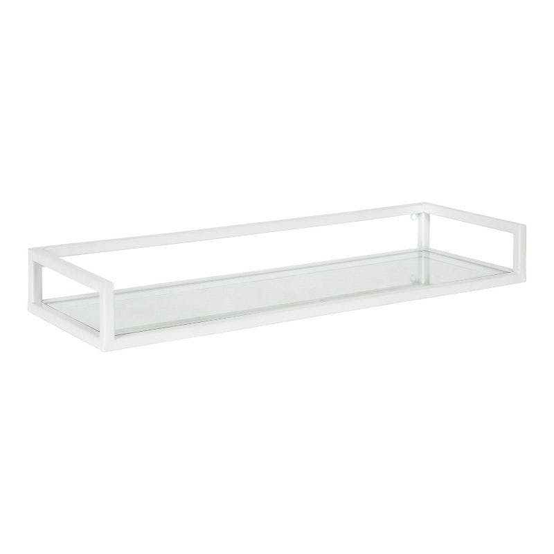 Elegant White and Glass 24" Wall Shelf for Modern Decor