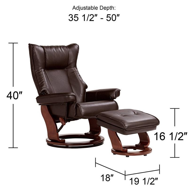 Java Brown Faux Leather Swivel Recliner with Ottoman