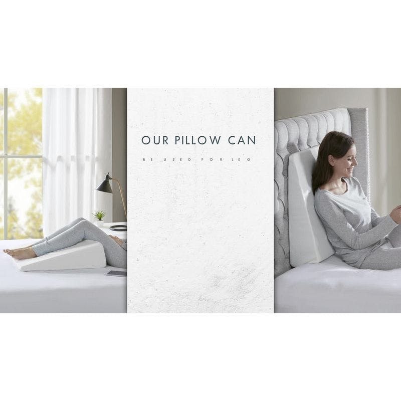 Ergonomic White Memory Foam 24'' Wedge Pillow with Soft Cover