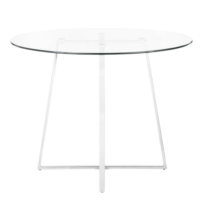 Cosmo 39.5" Chrome and Clear Glass Round Dining Table
