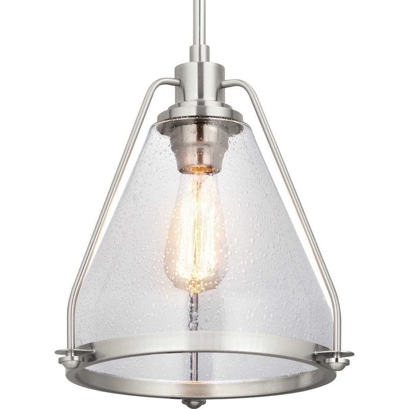 Graphite Finish Range Pendant Light with Clear Seeded Glass