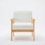 Mid-Century Modern Bahamas Beige Linen & Wood Accent Chair