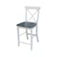 Elegant X-Back Solid Parawood Counter Stool, White and Heather Gray
