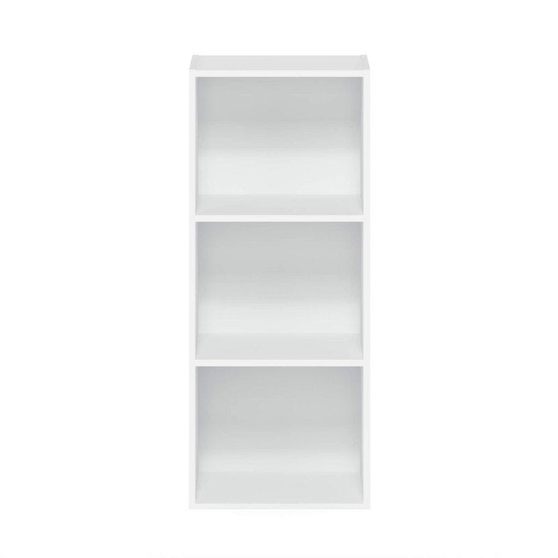 Sleek White Wood 3-Tier Open Cube Bookshelf