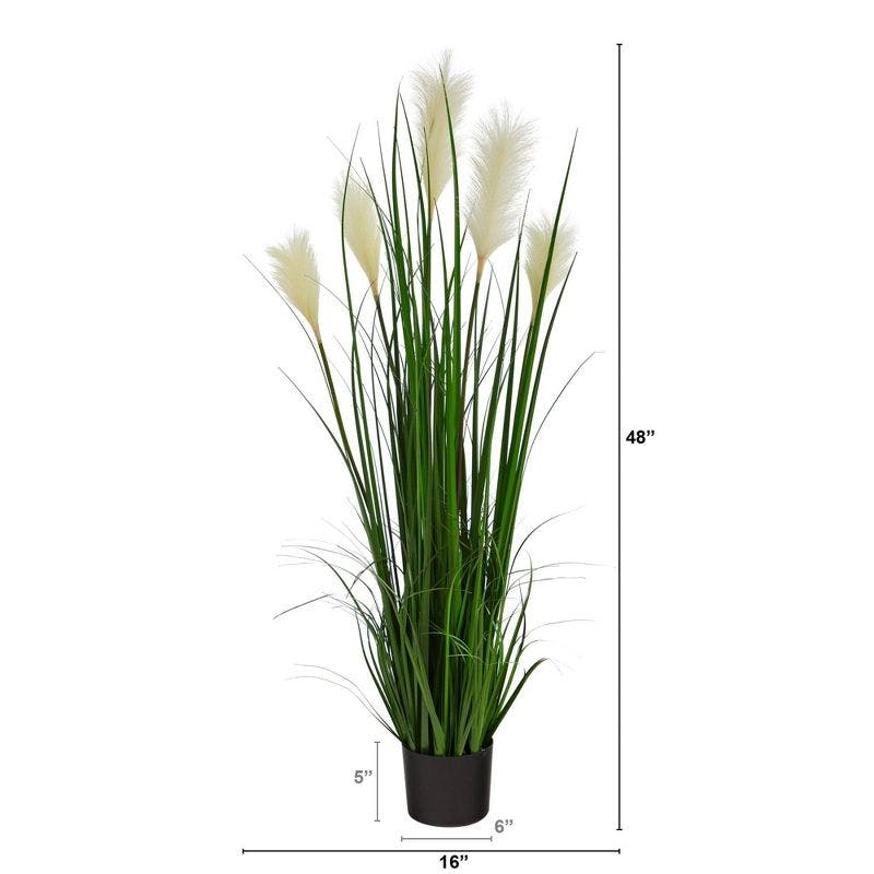 Elegant Wheat Plume 4' Outdoor Artificial Grass in Nursery Planter