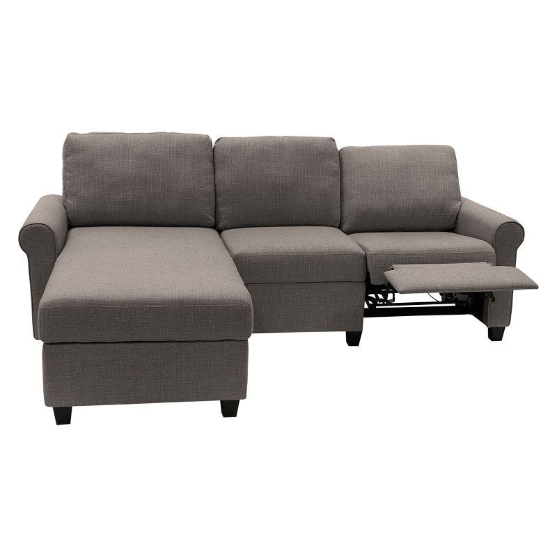 Copenhagen 89'' Gray Microfiber Sectional Sofa with Storage Chaise
