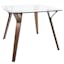 Walnut & Clear Glass 38" Square Mid-Century Modern Dining Table