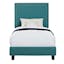 Teal Transitional Twin Upholstered Platform Bed with Nailhead Trim