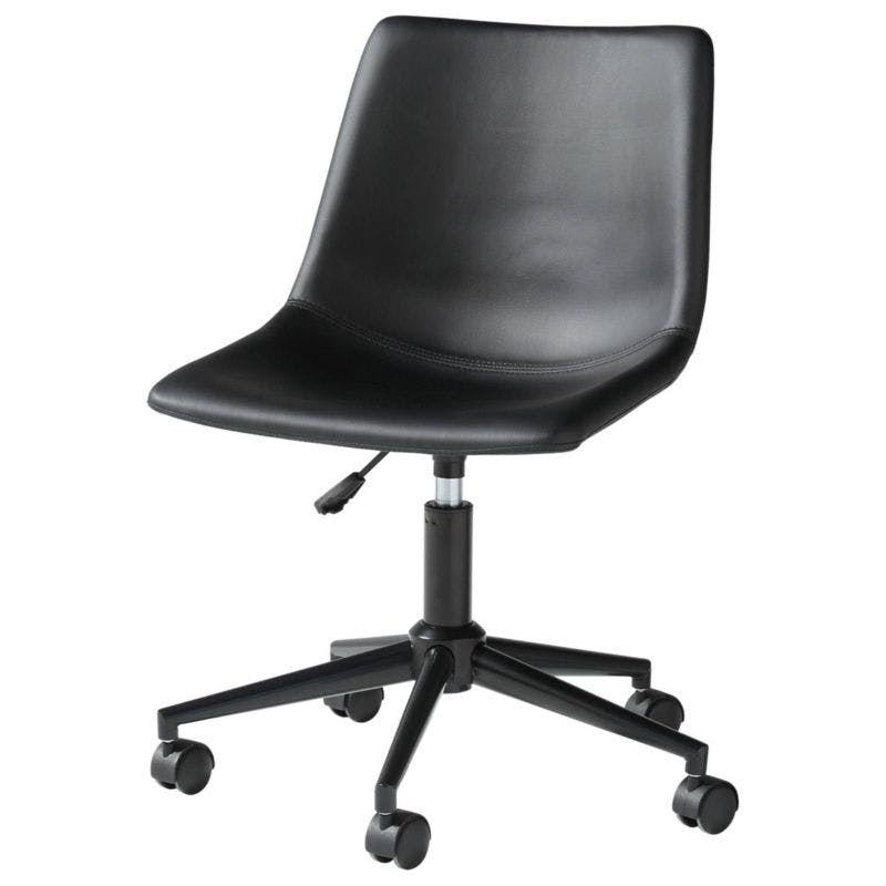 Transitional Black Faux Leather Armless Desk Chair
