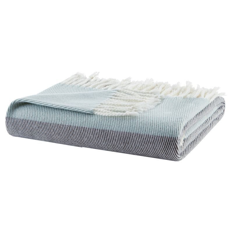 Zoe 50"x60" Soft Acrylic Color Block Throw Blanket with Fringe - Blue
