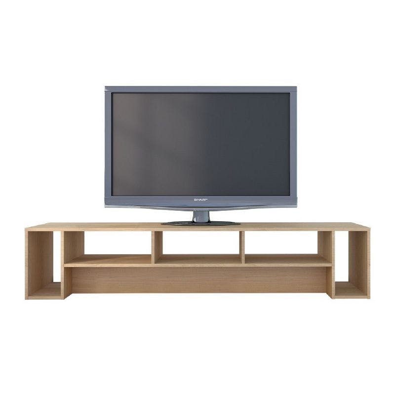 Simplistic Natural Maple 72-Inch Open Cubby TV Stand