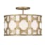 Burnished Gold Drum Pendant with Off-White Textured Shade