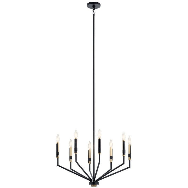 Armand Mixed Black and Bronze 8-Light Faux Leather Chandelier