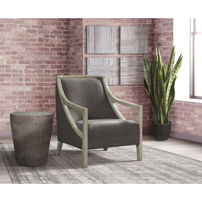 Dayna Transitional Whitewash and Gray Wooden Accent Chair