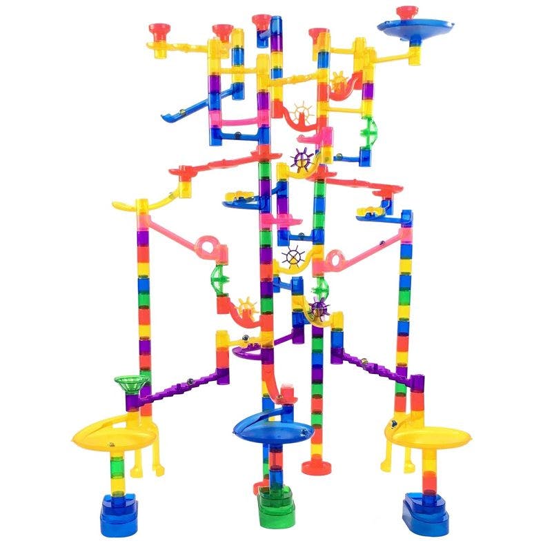 Translucent Marble Run Extreme Set with 300 Pieces and Glass Marbles