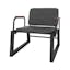 Sleek Black Faux Leather Low Accent Chair with Steel Frame