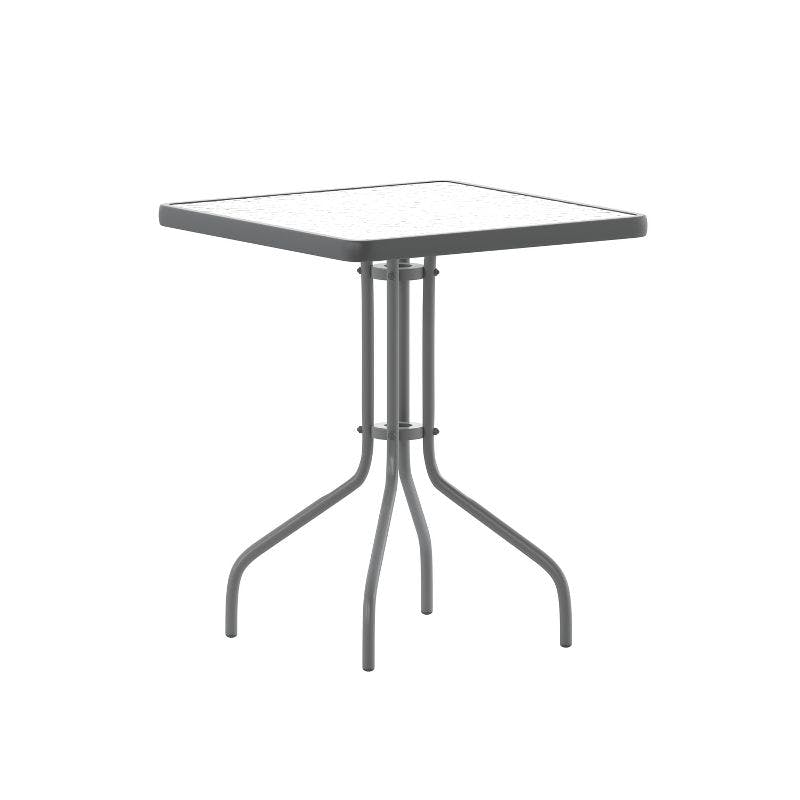 Silver Tempered Glass 47" Outdoor Bistro Table