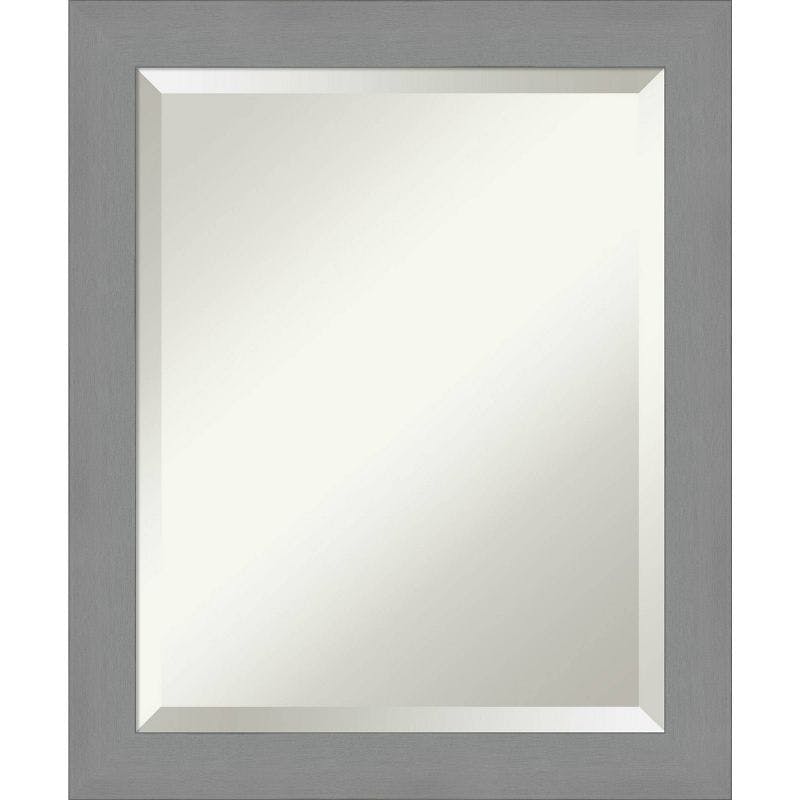 Elegant Brushed Nickel 26"x30" Rectangular Bathroom Vanity Mirror