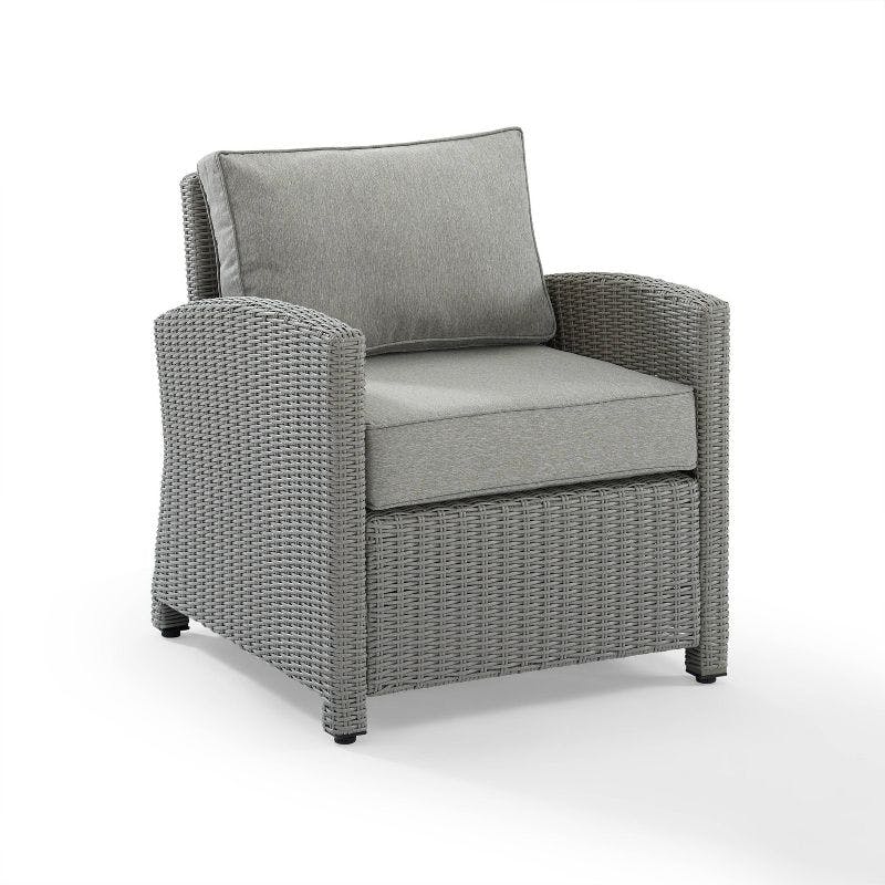 Bradenton Elegance Gray Wicker Armchair with Moisture-Proof Cushions