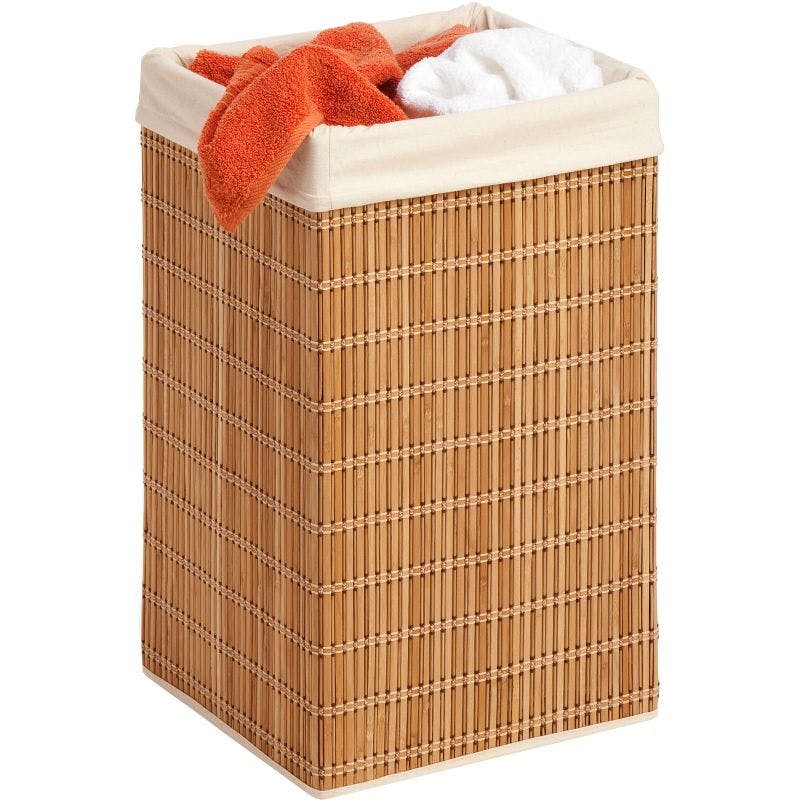 Bamboo Wicker Square Hamper with Removable Canvas Bag