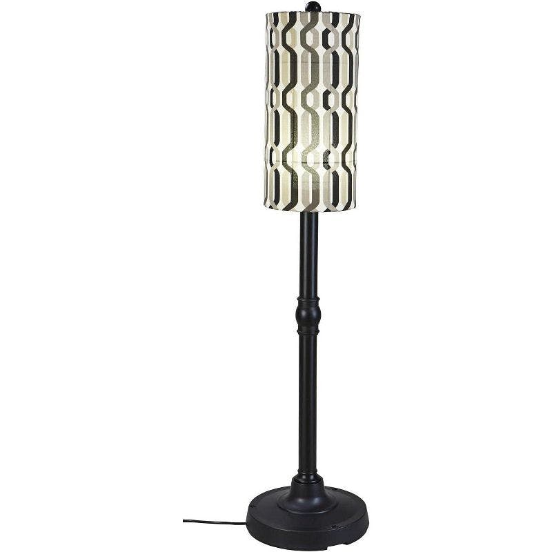 Elegant Outdoor Black Polyresin Floor Lamp with Weatherproof Shade